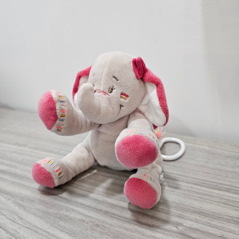 Noukie's Anna Pink Gray Elephant Plush Baby Pull Toy Music DOES NOT WORK 2019